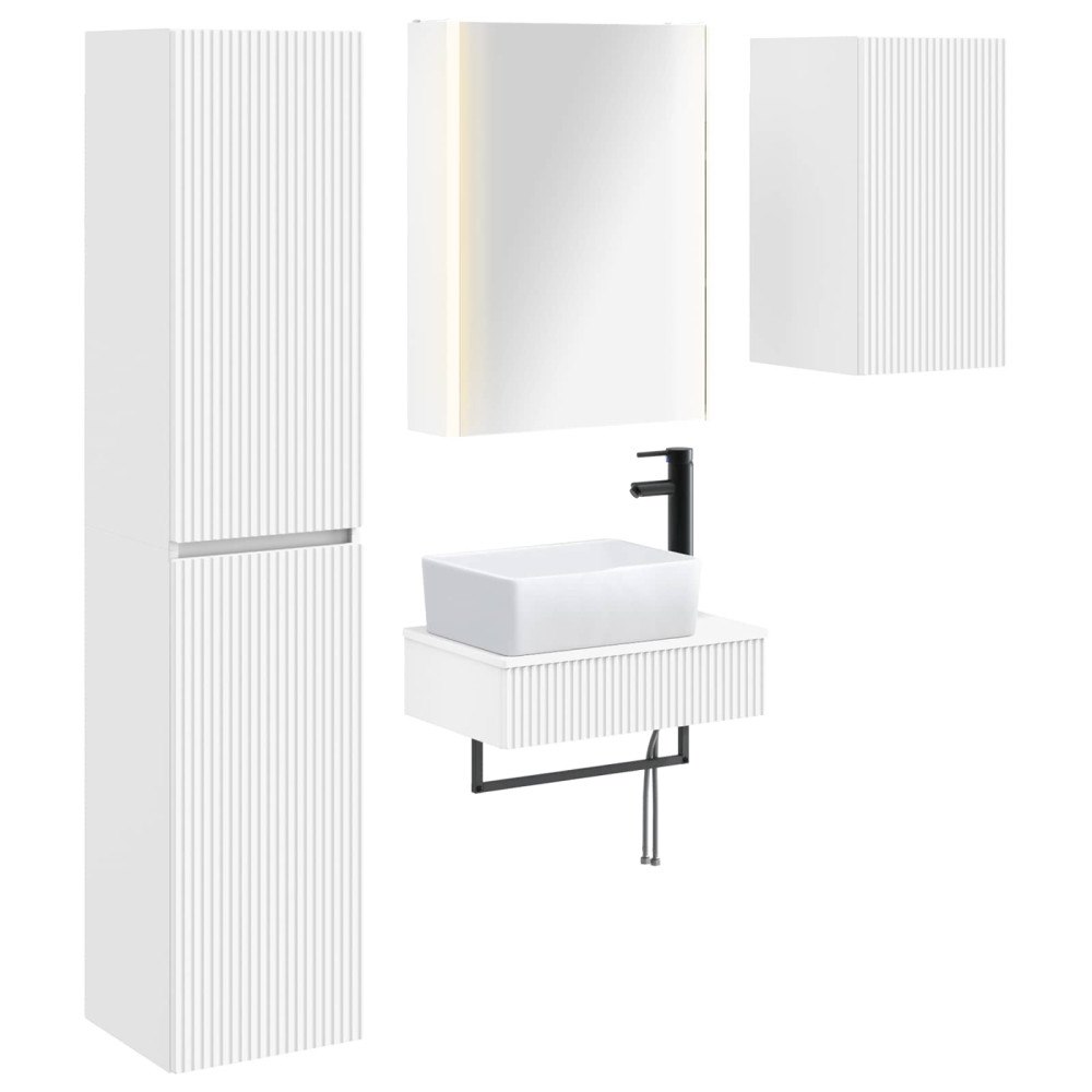 vidaXL Badrumsmöbelset 5 pcs Vit Konstruerat trä och glas