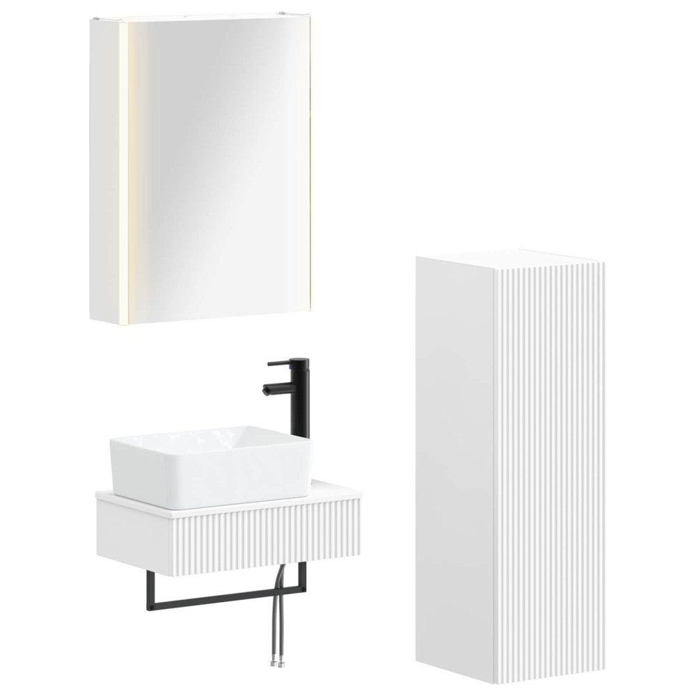 vidaXL Badrumsmöbelset 4 pcs Vit Konstruerat trä och glas