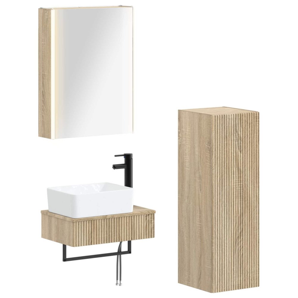 vidaXL Badrumsmöbelset 4 pcs Sonoma-ek Konstruerat trä och glas