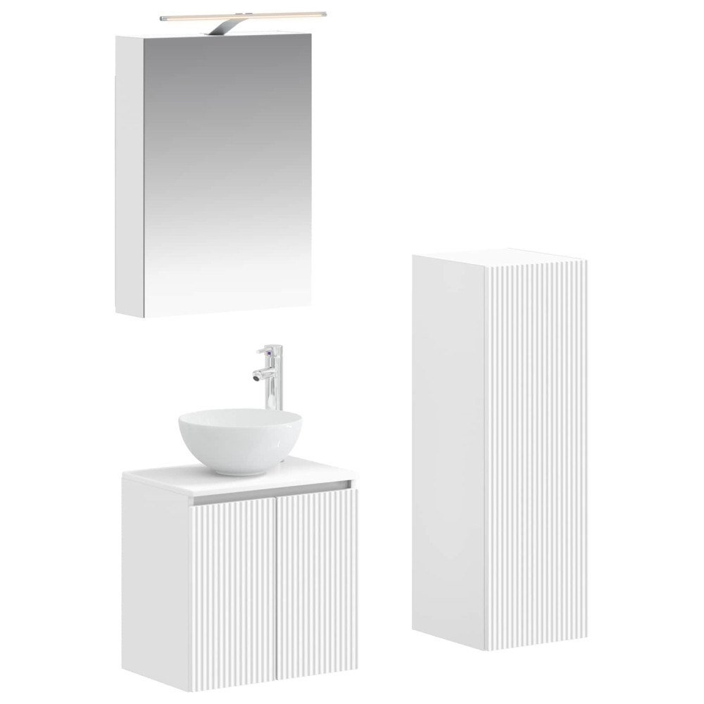 vidaXL Badrumsmöbelset 4 pcs Vit Konstruerat trä och glas