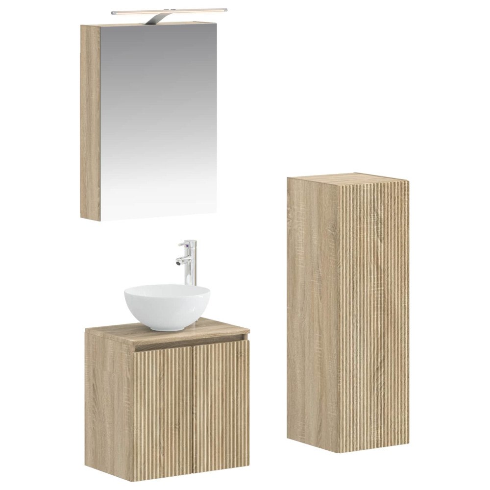 vidaXL Badrumsmöbelset 4 pcs Sonoma-ek Konstruerat trä och glas