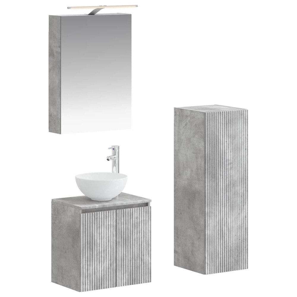 vidaXL Badrumsmöbelset 4 pcs Betonggrå Konstruerat trä och glas