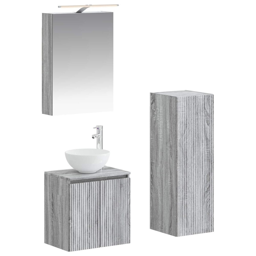vidaXL Badrumsmöbelset 4 pcs Grå Sonoma Konstruerat trä och glas