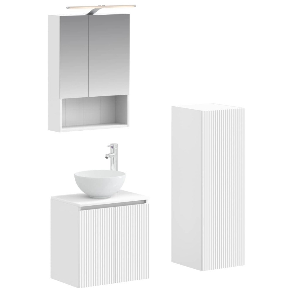 vidaXL Badrumsmöbelset 4 pcs Vit Konstruerat trä och glas
