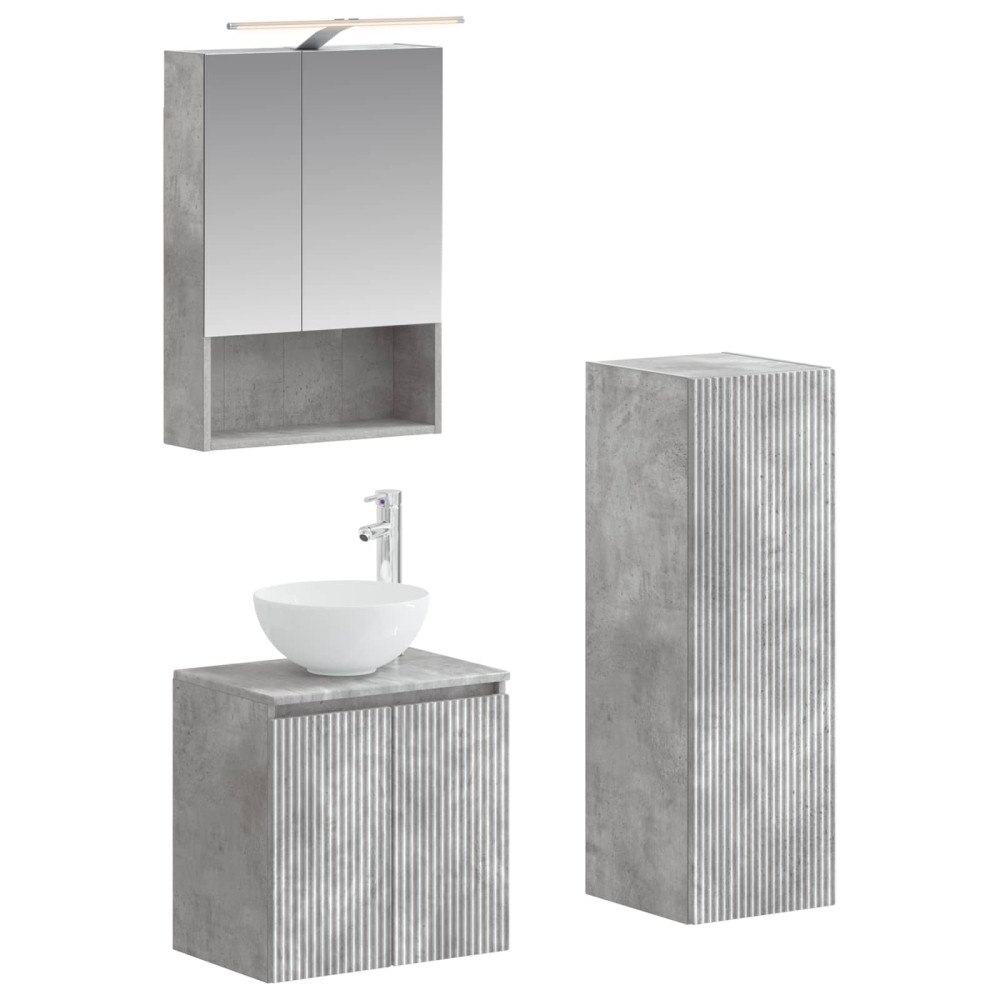 vidaXL Badrumsmöbelset 4 pcs Betonggrå Konstruerat trä och glas