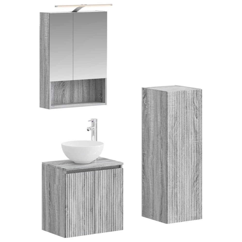 vidaXL Badrumsmöbelset 4 pcs Grå Sonoma Konstruerat trä och glas