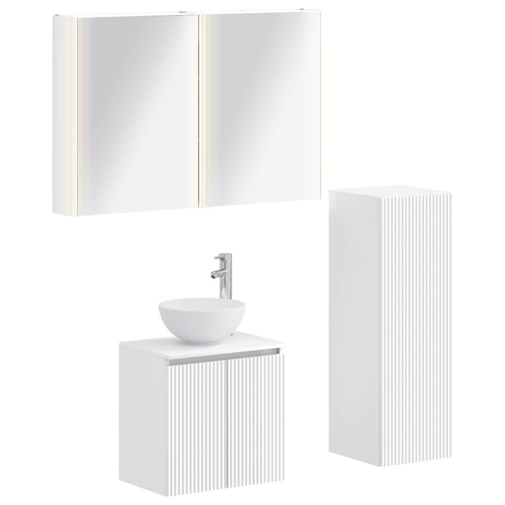 vidaXL Badrumsmöbelset 4 pcs Vit Konstruerat trä och glas