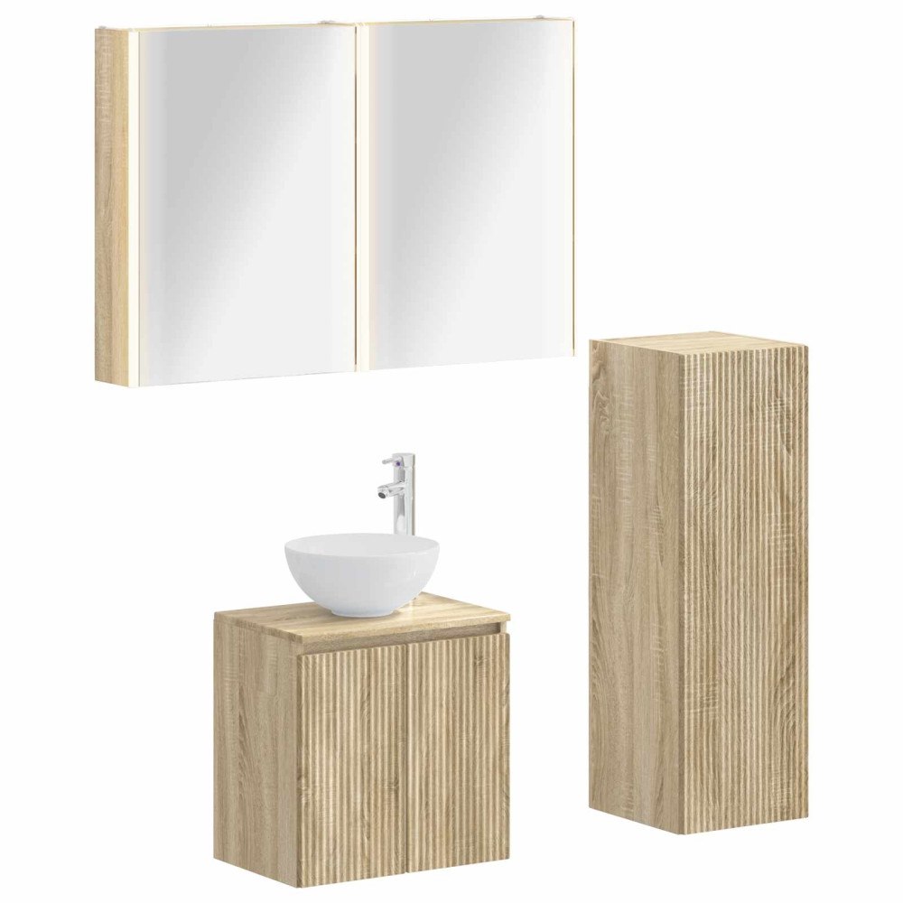 vidaXL Badrumsmöbelset 4 pcs Sonoma-ek Konstruerat trä och glas
