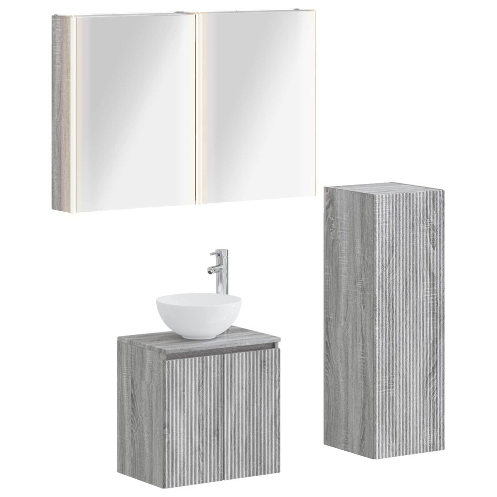 vidaXL Badrumsmöbelset 4 pcs Grå Sonoma Konstruerat trä och glas