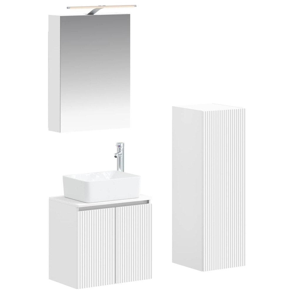 vidaXL Badrumsmöbelset 4 pcs Vit Konstruerat trä och glas