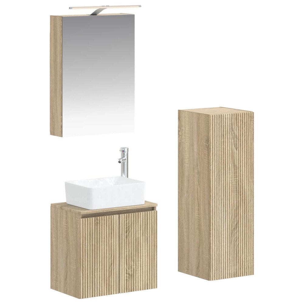 vidaXL Badrumsmöbelset 4 pcs Sonoma-ek Konstruerat trä och glas