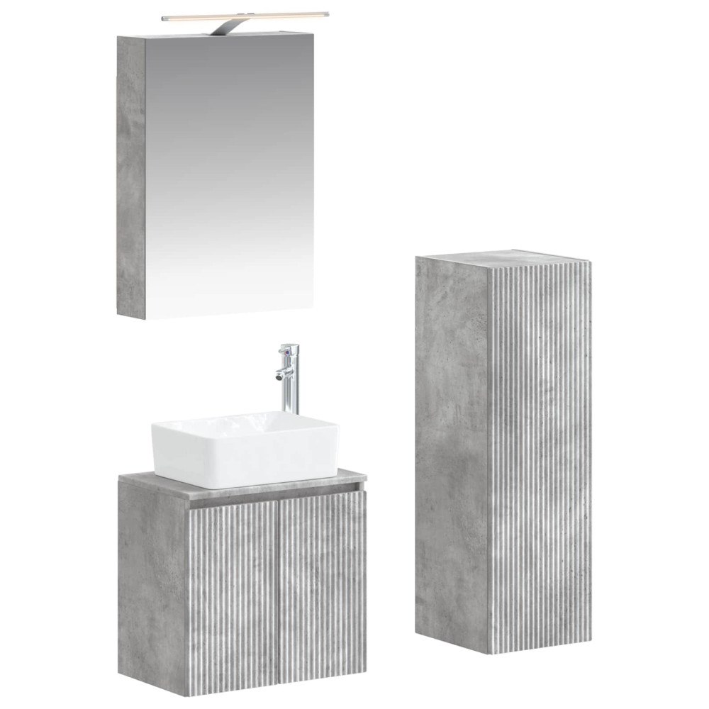 vidaXL Badrumsmöbelset 4 pcs Betonggrå Konstruerat trä och glas