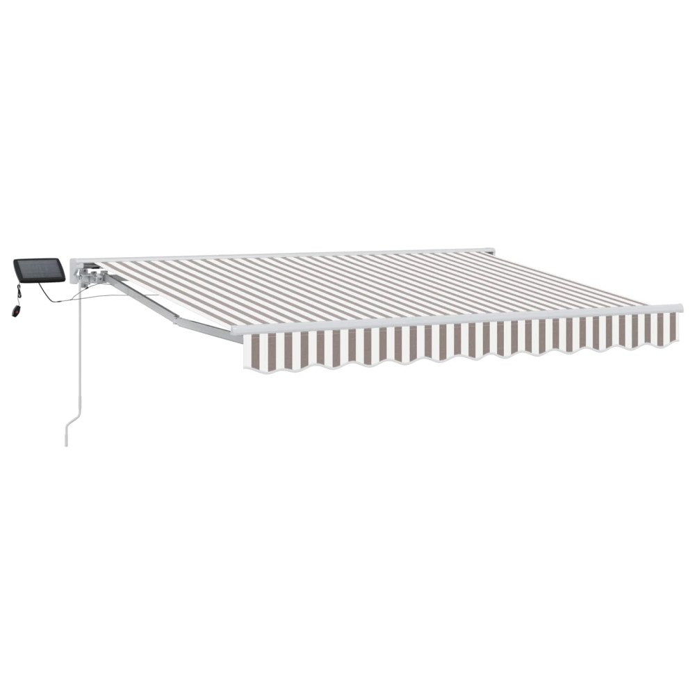 vidaXL Manuell markisram med LED-lampor Ljusgrå och vit. 2,5 x 2 m