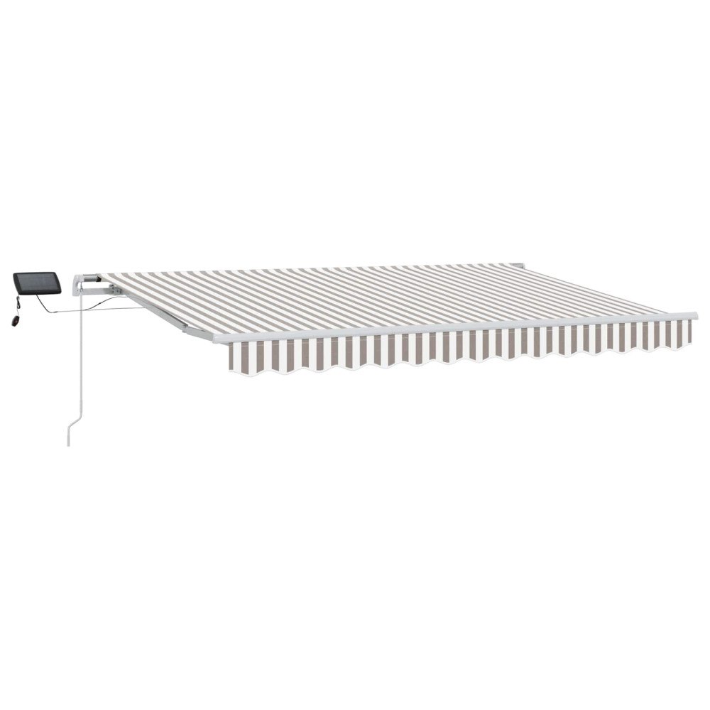 vidaXL Utdragbar markis Ljusgrå och vit. 450 × 300 cm