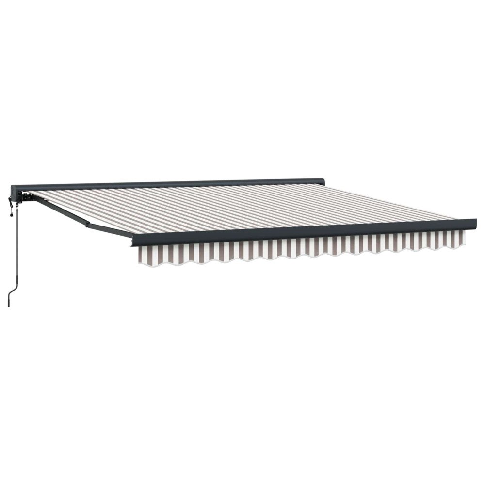 vidaXL Utdragbar markis Ljusgrå och vit. 450 × 300 cm Tyg och Metall