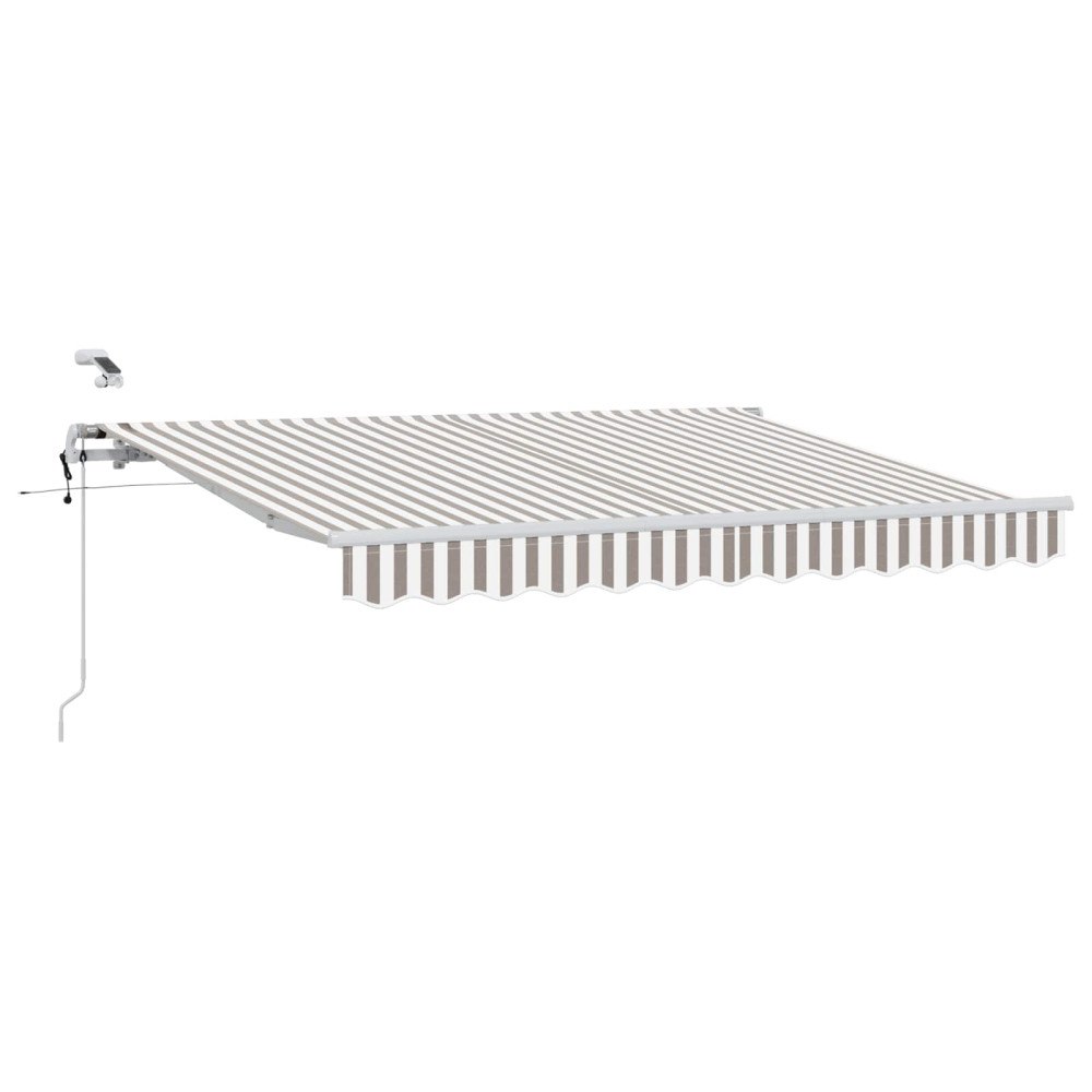 vidaXL Utdragbar markis Ljusgrå och vit. 500 × 300 cm Polyester