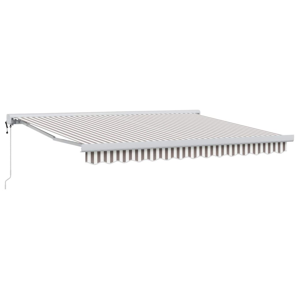 vidaXL Utdragbar markis Ljusgrå och vit. 500 × 300 cm Tyg och Metall