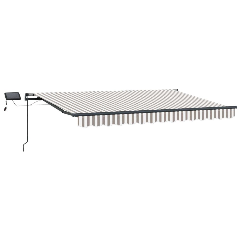 vidaXL Utdragbar markis Ljusgrå och vit. 600 × 300 cm