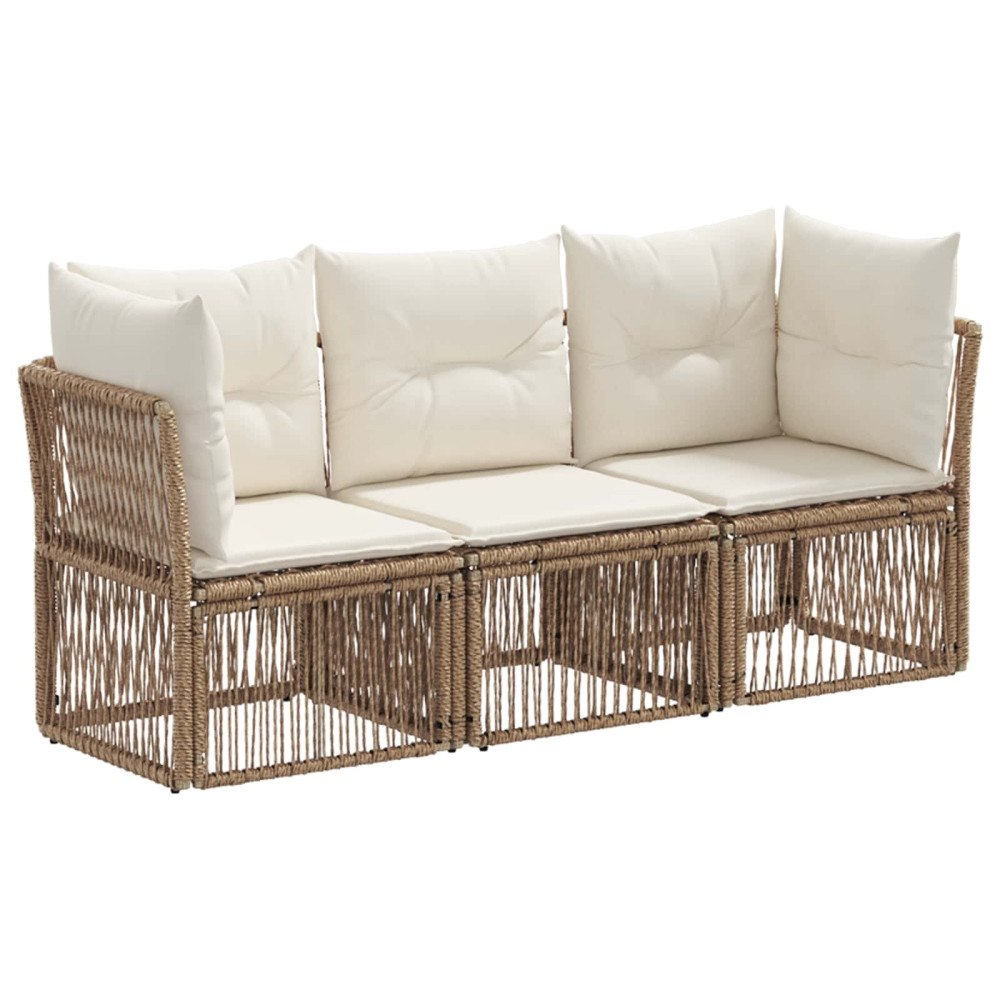 vidaXL Trädgårdsoffset 3 pcs Beige konstrotting