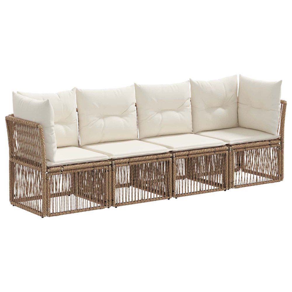 vidaXL Trädgårdsoffset 4 pcs Beige konstrotting