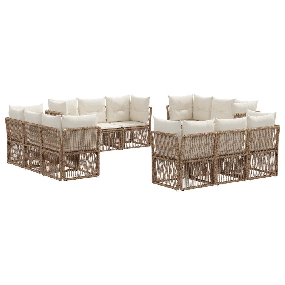 vidaXL Trädgårdsoffset 12 pcs Beige konstrotting