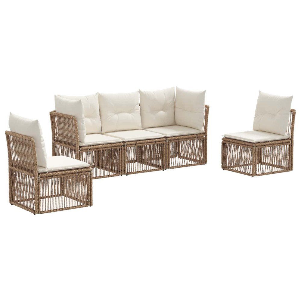 vidaXL Trädgårdsoffset 5 pcs Beige konstrotting