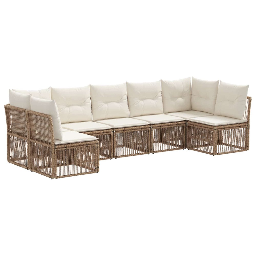 vidaXL Trädgårdsoffset 7 pcs Beige konstrotting