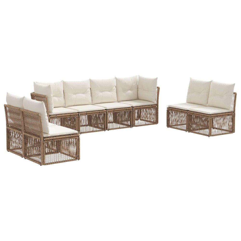 vidaXL Trädgårdsoffset 8 pcs Beige konstrotting