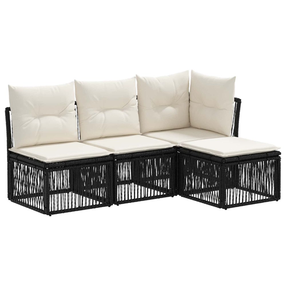 vidaXL Trädgårdsoffset 4 pcs Svart konstrotting