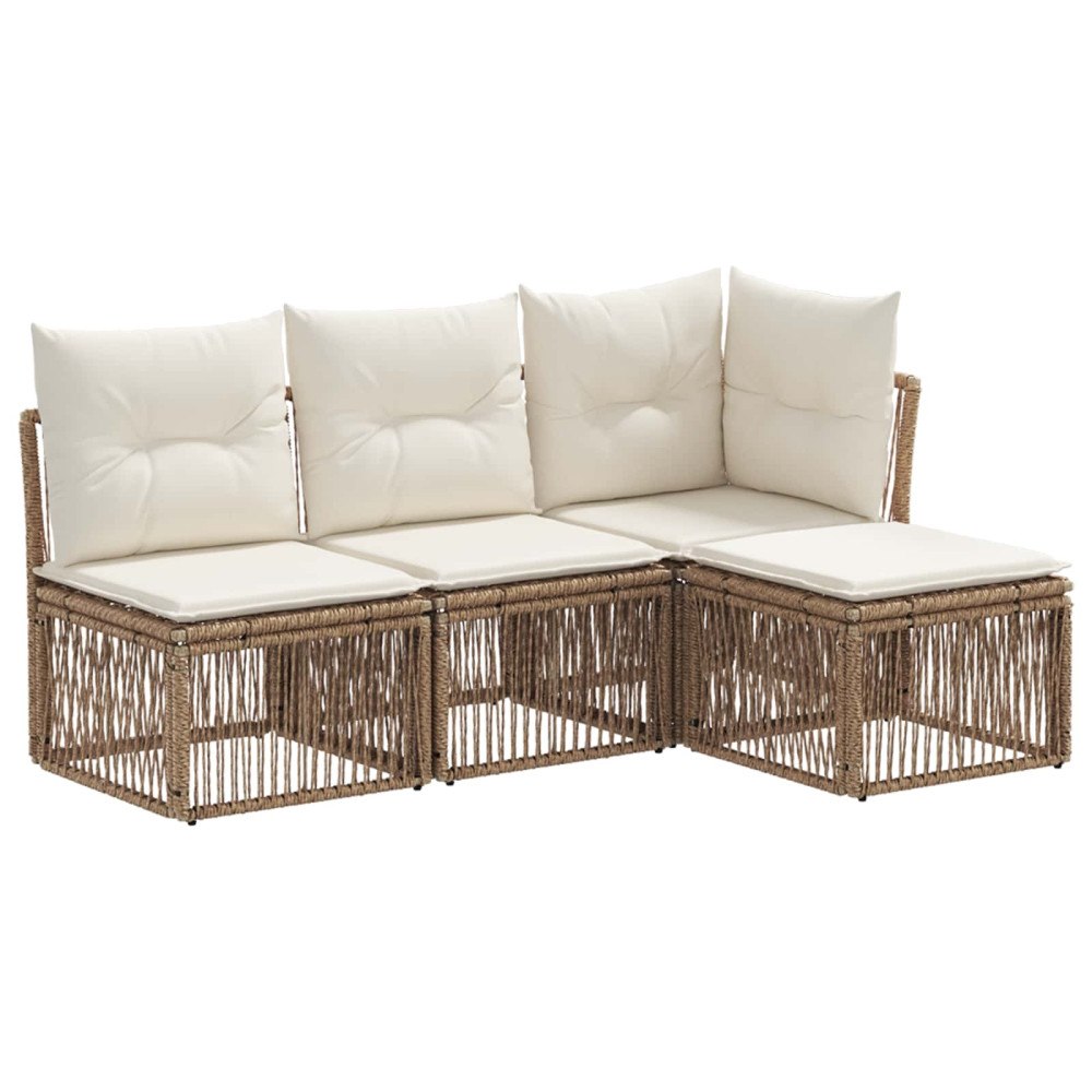 vidaXL Trädgårdsoffset 4 pcs Beige konstrotting