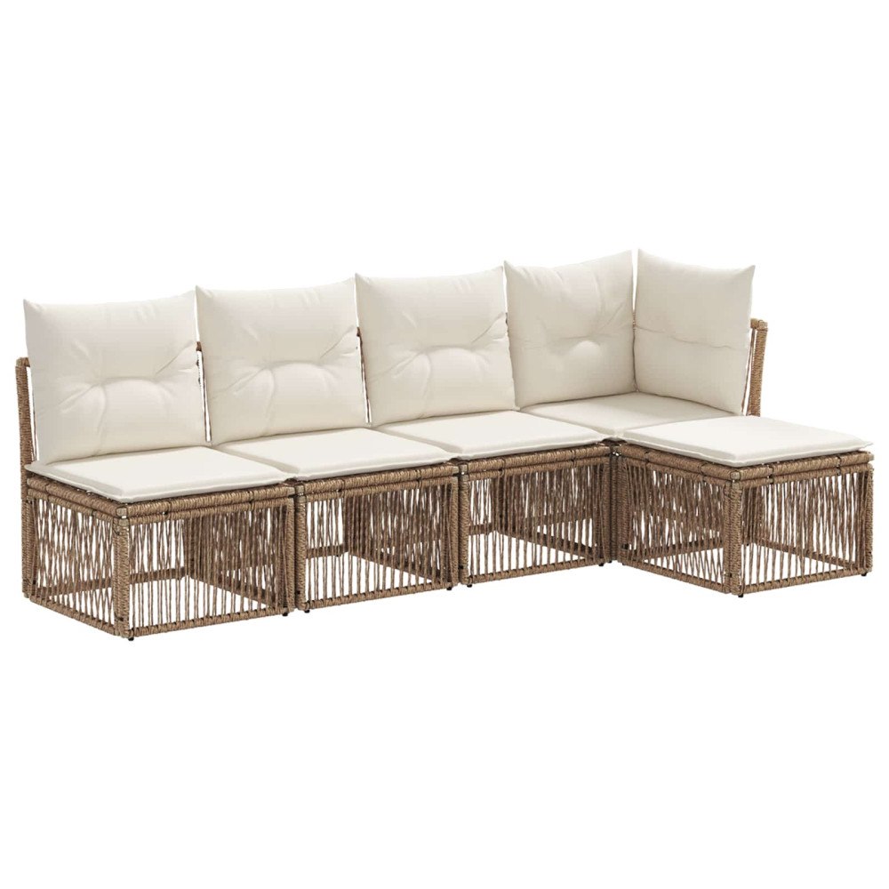 vidaXL Trädgårdsoffset 5 pcs Beige konstrotting