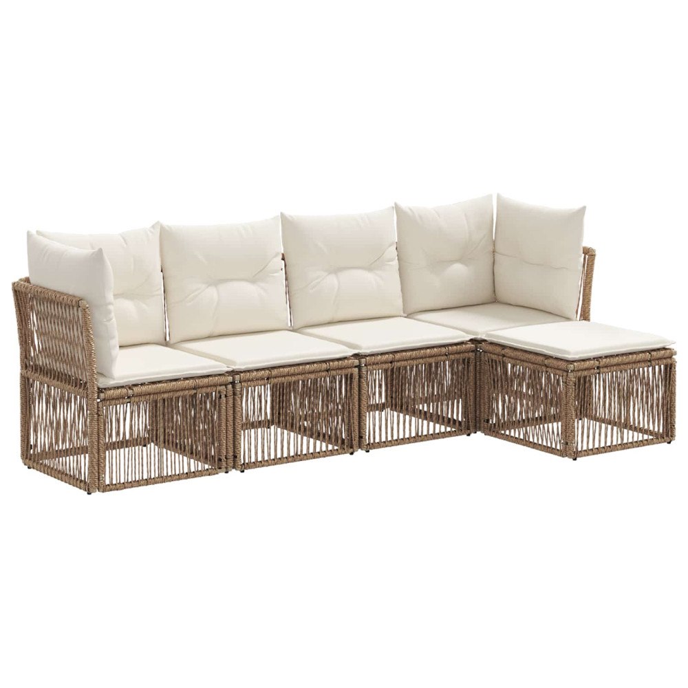 vidaXL Trädgårdsoffset 5 pcs Beige konstrotting