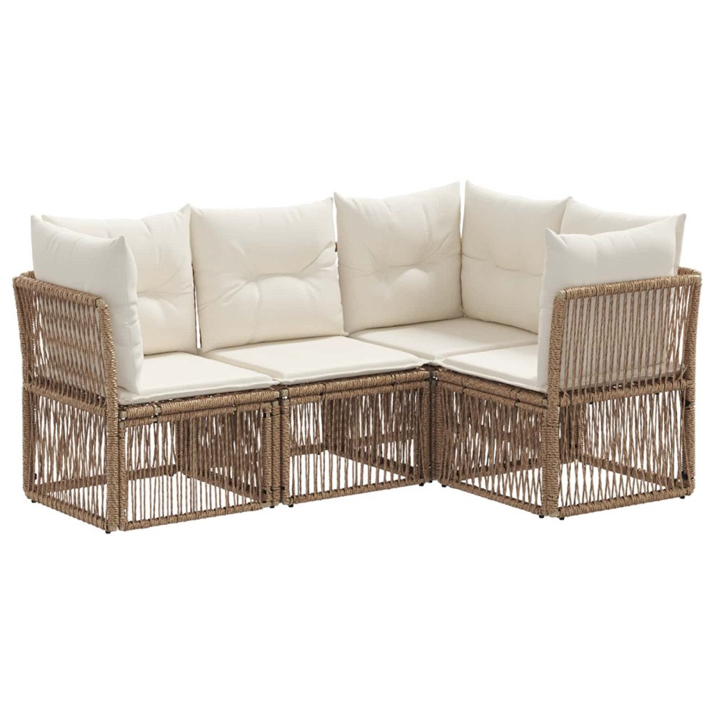 vidaXL Trädgårdsoffset 4 pcs Beige konstrotting
