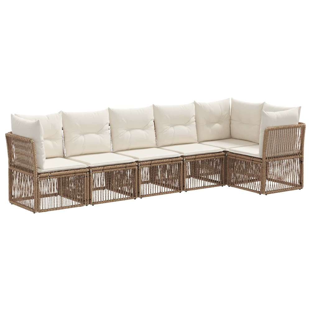 vidaXL Trädgårdsoffset 6 pcs Beige konstrotting