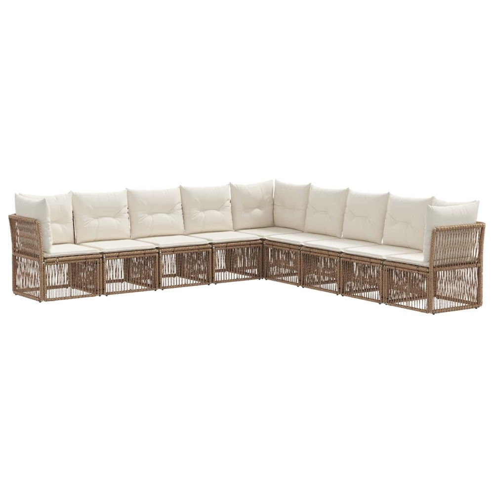 vidaXL Trädgårdsoffset 9 pcs Beige konstrotting