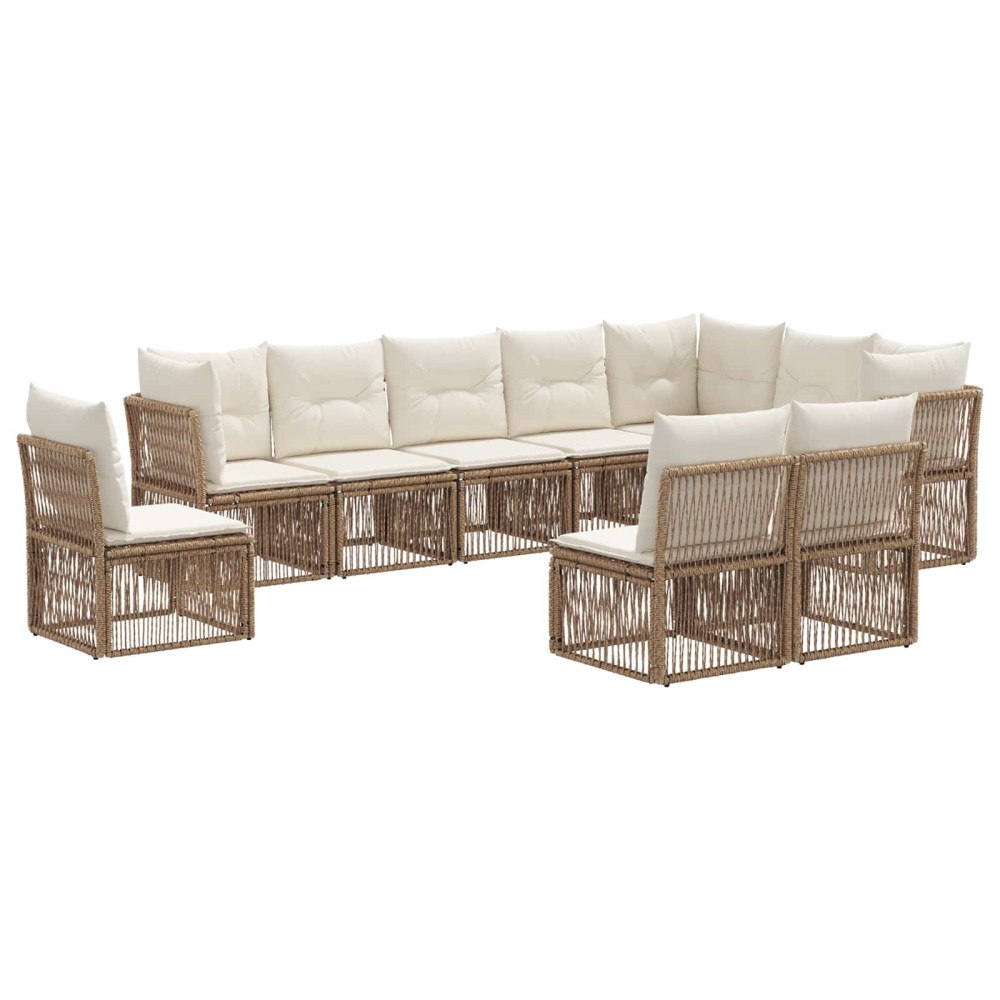 vidaXL Trädgårdsoffset 10 pcs Beige konstrotting