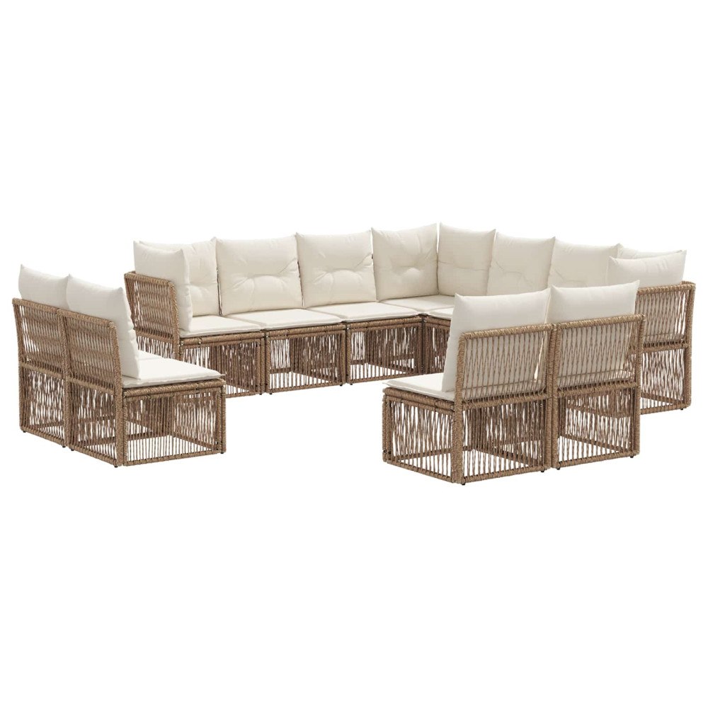 vidaXL Trädgårdsoffset 11 pcs Beige konstrotting