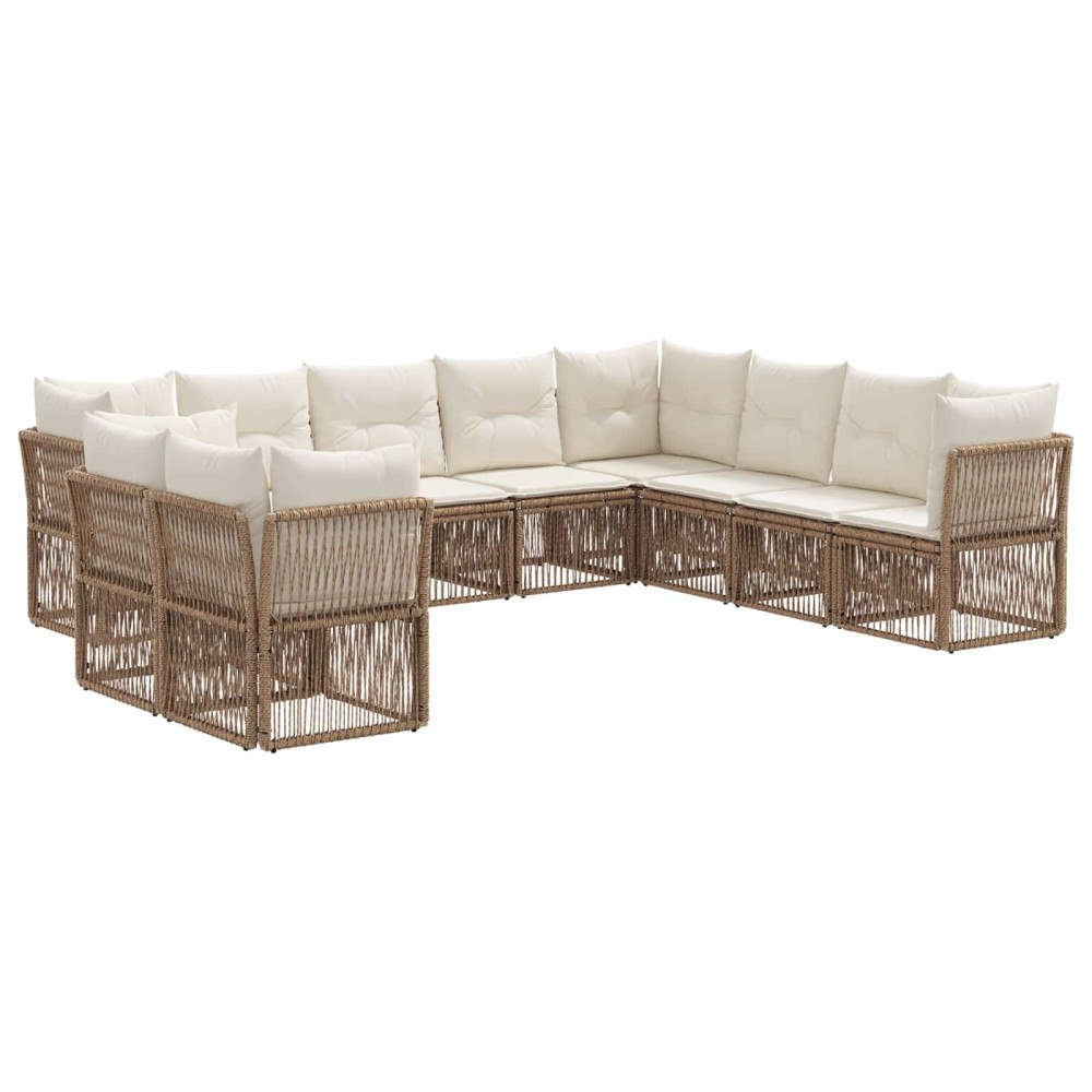 vidaXL Trädgårdsoffset 10 pcs Beige konstrotting
