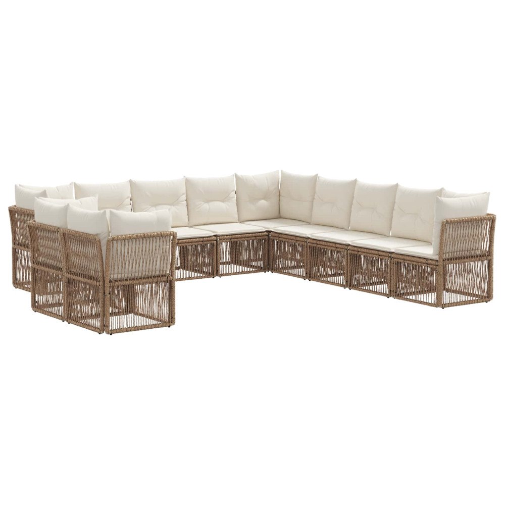 vidaXL Trädgårdsoffset 11 pcs Beige konstrotting