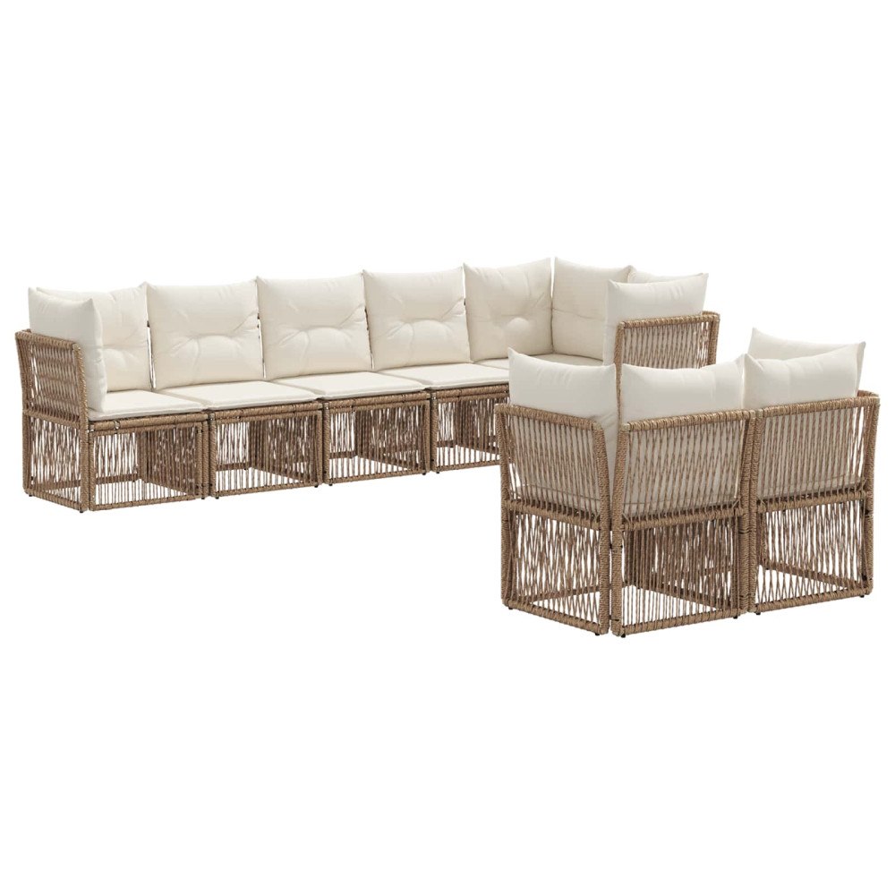 vidaXL Trädgårdsoffset 8 pcs Beige konstrotting
