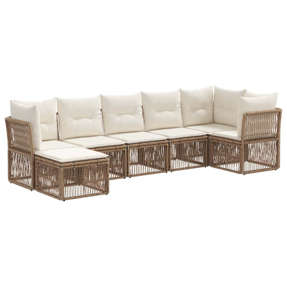 vidaXL Trädgårdsoffset 7 pcs Beige konstrotting