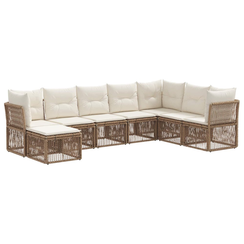 vidaXL Trädgårdsoffset 8 pcs Beige konstrotting