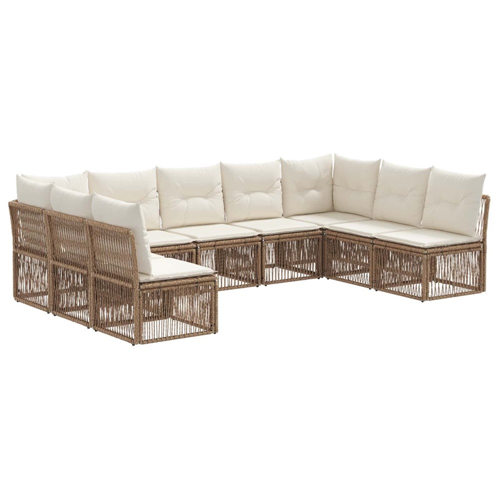 vidaXL Trädgårdsoffset 9 pcs Beige konstrotting