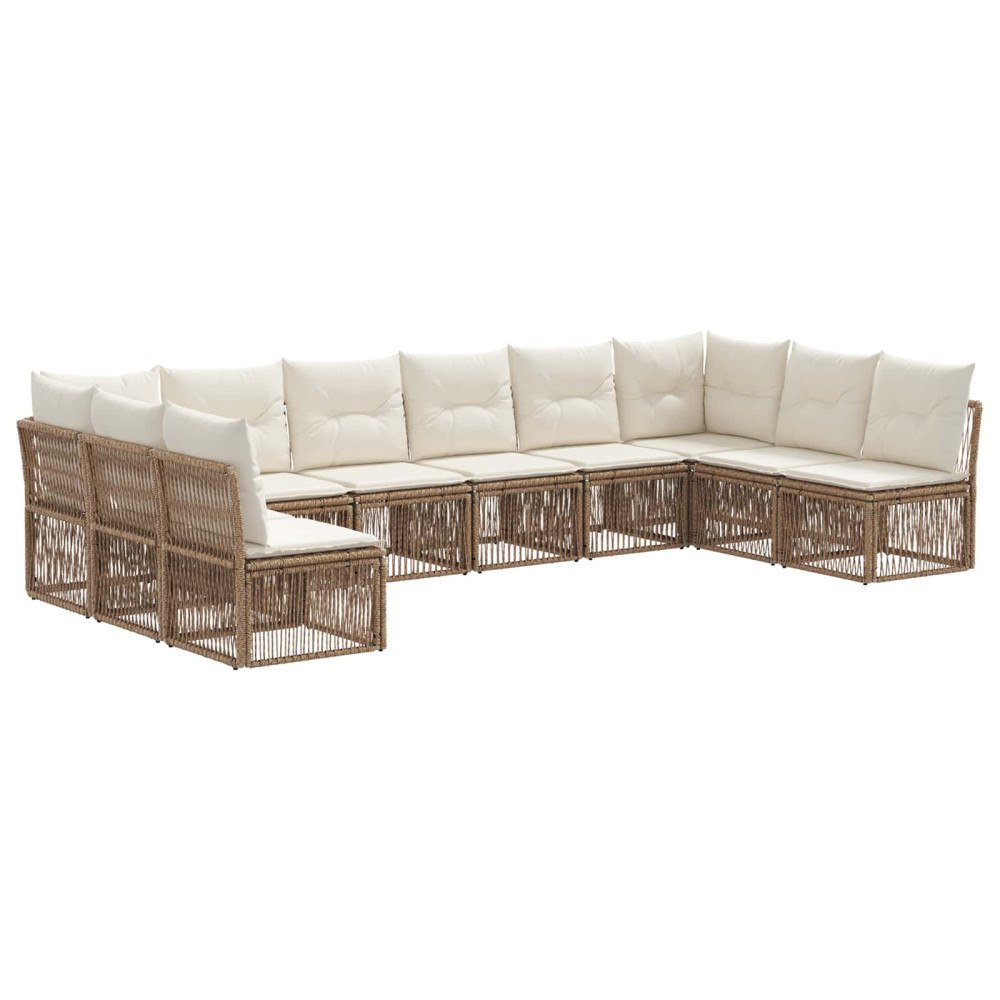vidaXL Trädgårdsoffset 10 pcs Beige konstrotting
