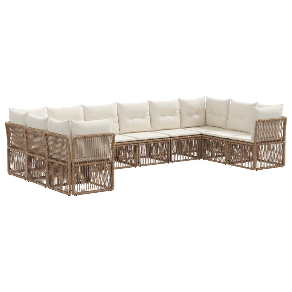 vidaXL Trädgårdsoffset 10 pcs Beige konstrotting