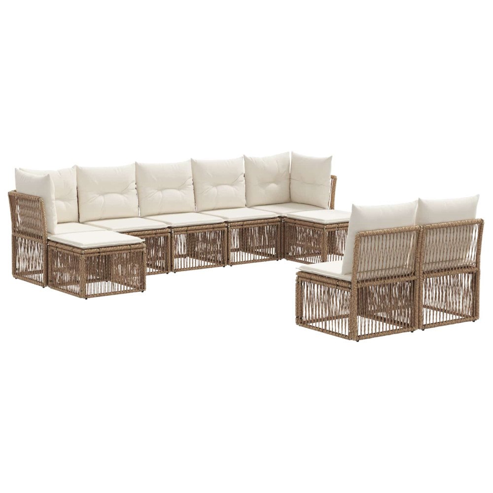 vidaXL Trädgårdsoffset 9 pcs Beige konstrotting