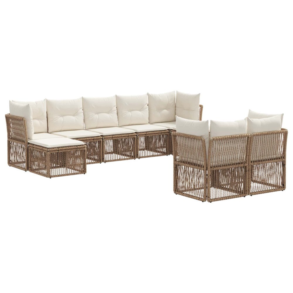 vidaXL Trädgårdsoffset 9 pcs Beige konstrotting