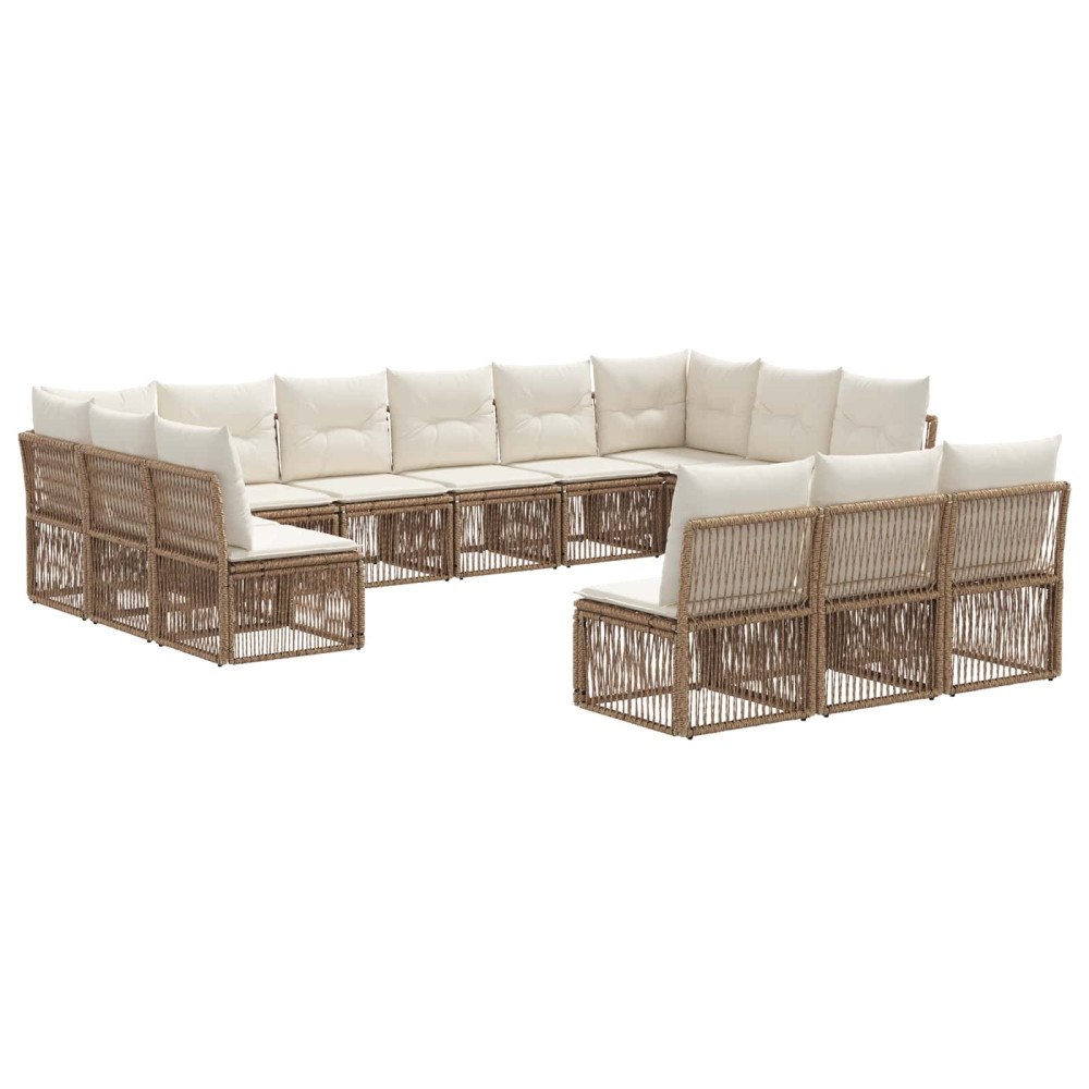 vidaXL Trädgårdsoffset 13 pcs Beige konstrotting