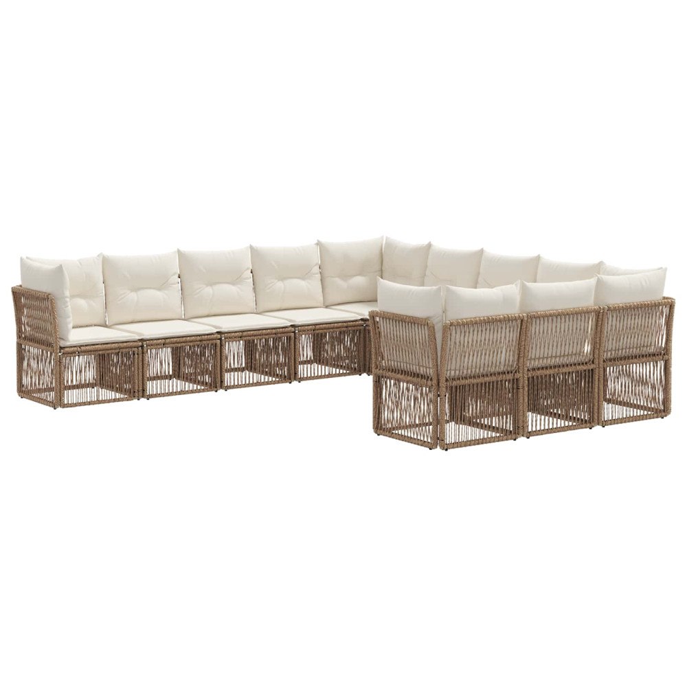 vidaXL Trädgårdsoffset 11 pcs Beige konstrotting