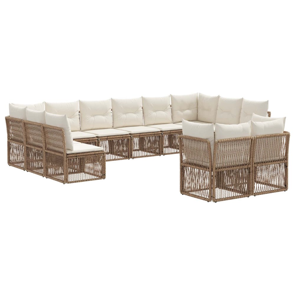 vidaXL Trädgårdsoffset 12 pcs Beige konstrotting